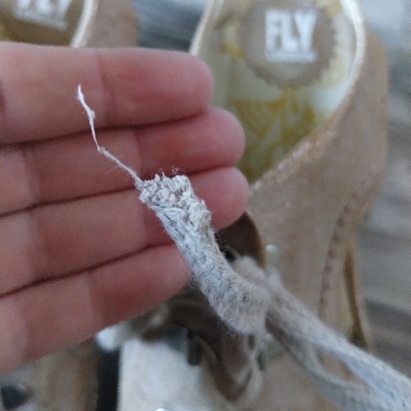 Fly London Metallic Ylfa Wedge Leather Sandals Size 41 US 10 - Picture 7 of 8